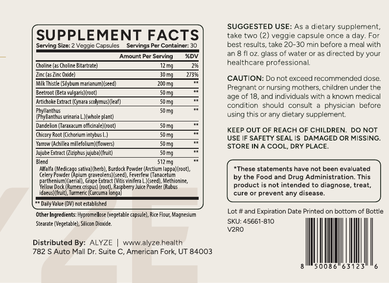 ALYZE Liver Health supplement facts