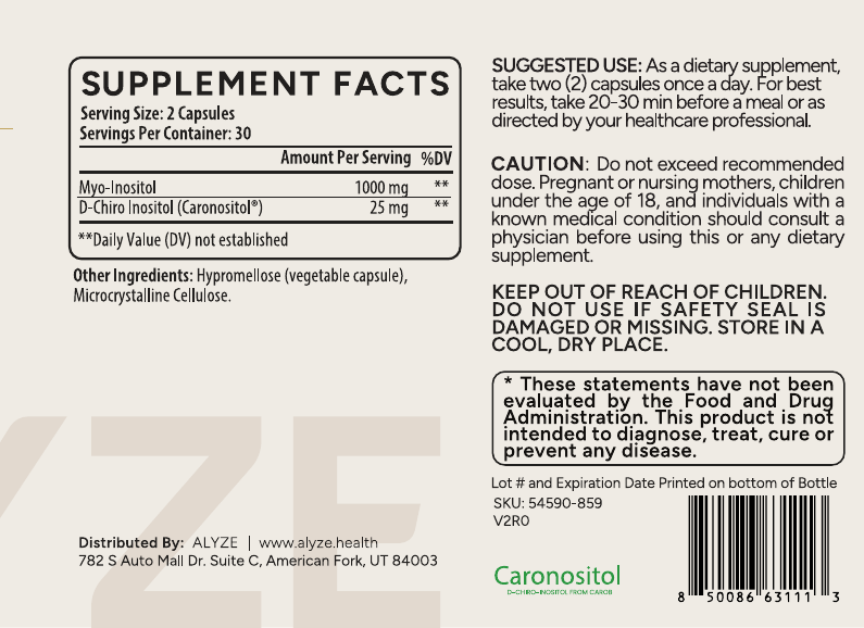 ALYZE Myo D-Chiro Inositol supplement facts