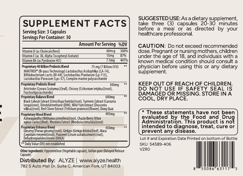 ALYZE Menopause Support supplement facts