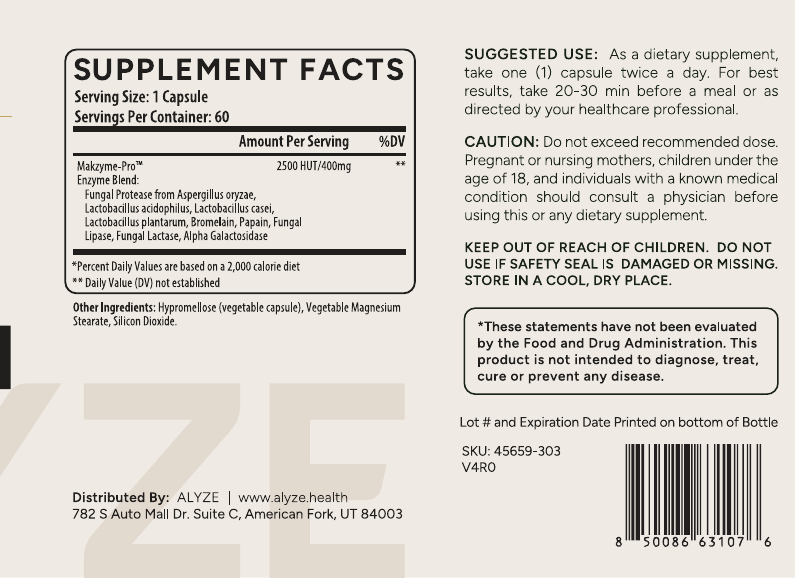 ALYZE Digestion Complex supplement facts