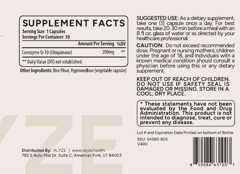 ALYZE CoQ10 supplement facts